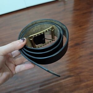 Betsey Johnson Black Belt with Gold Rhinestone Buckle